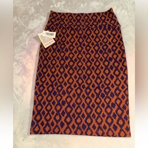 LuLaRoe Cassie Pencil Skirt - Bold Orange and Deep Purple